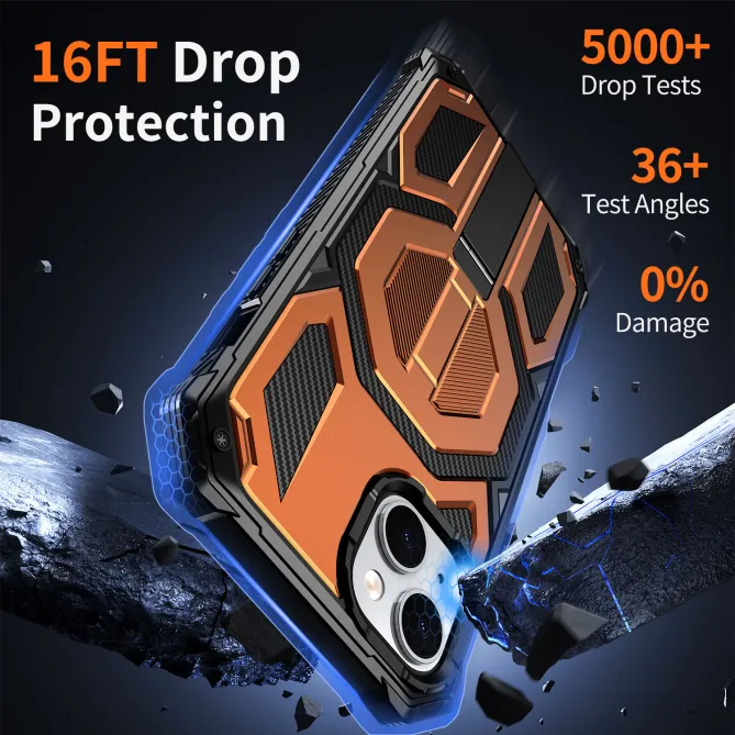 Coque iPhone 15 renforcée avec support pliable et anneau magnétique
