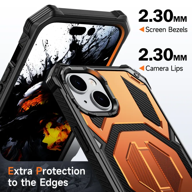 Coque iPhone 15 renforcée avec support pliable et anneau magnétique