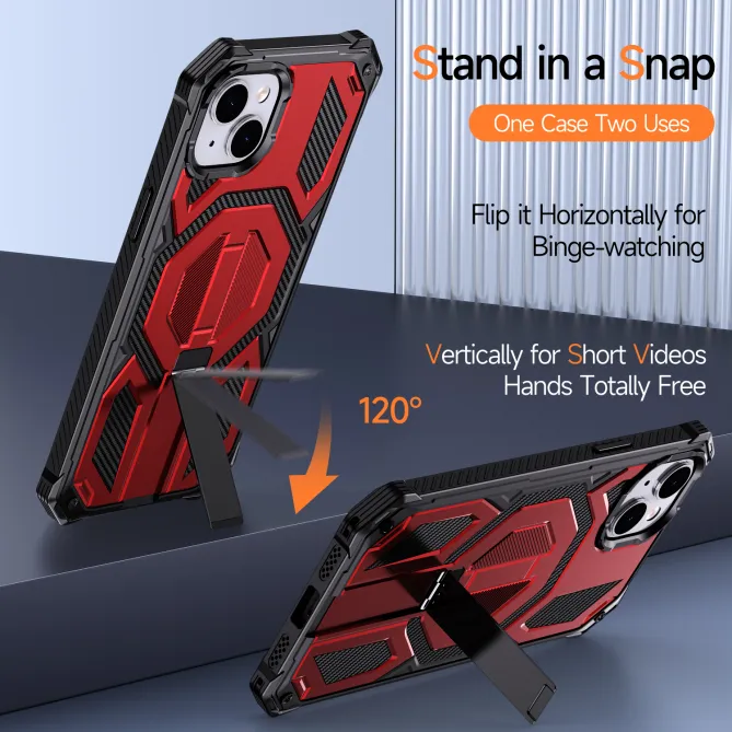 Coque iPhone 15 renforcée avec support pliable et anneau magnétique