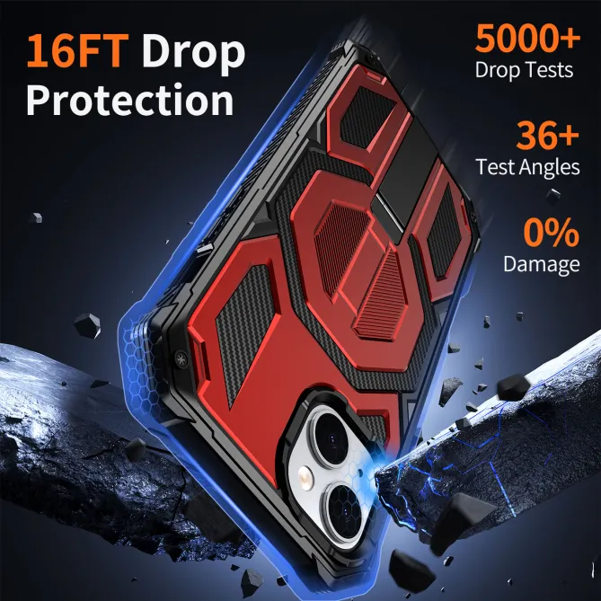 Coque iPhone 15 renforcée avec support pliable et anneau magnétique
