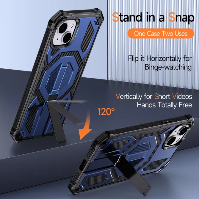 Coque iPhone 15 renforcée avec support pliable et anneau magnétique