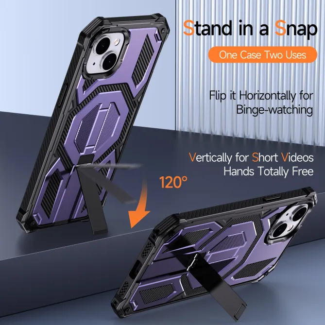 Coque iPhone 15 renforcée avec support pliable et anneau magnétique