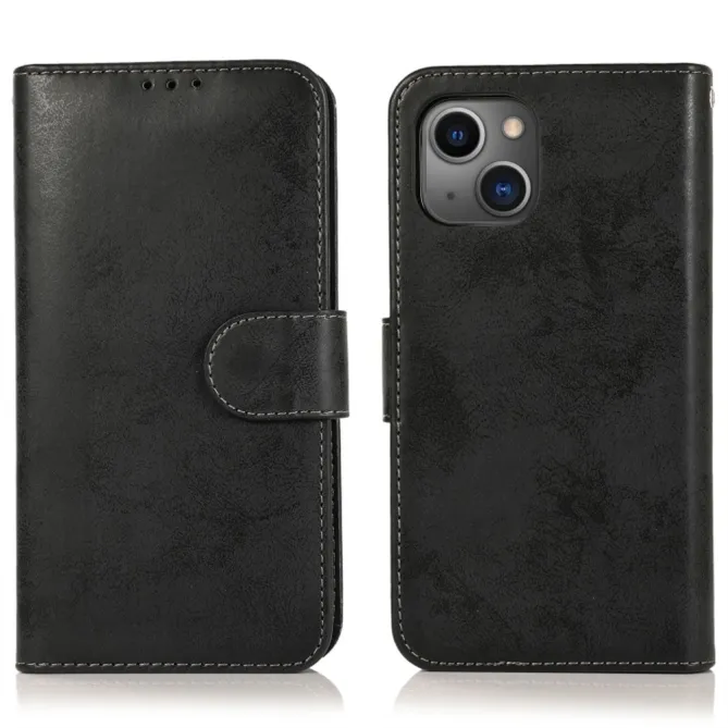 Housse magnétique détachable iPhone 15 effet cuir mat porte-cartes