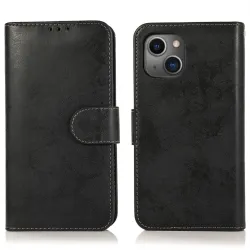 Housse magnétique détachable iPhone 15 effet cuir mat porte-cartes