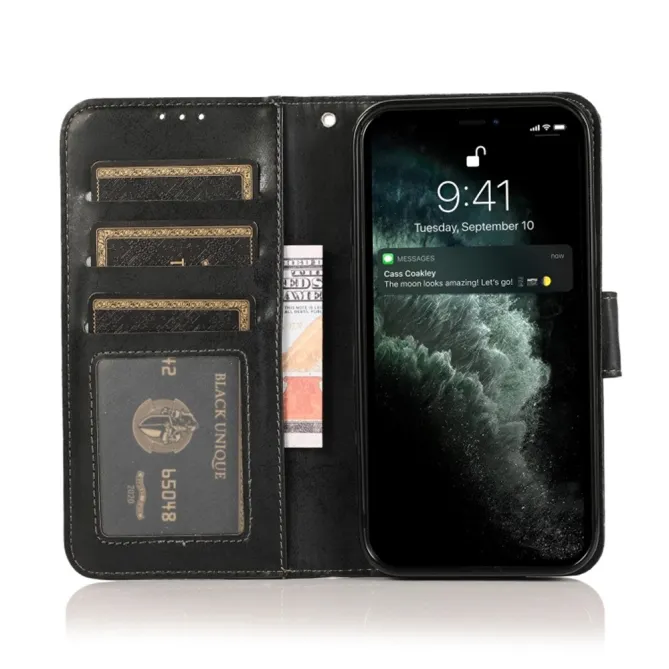 Housse magnétique détachable iPhone 15 effet cuir mat porte-cartes