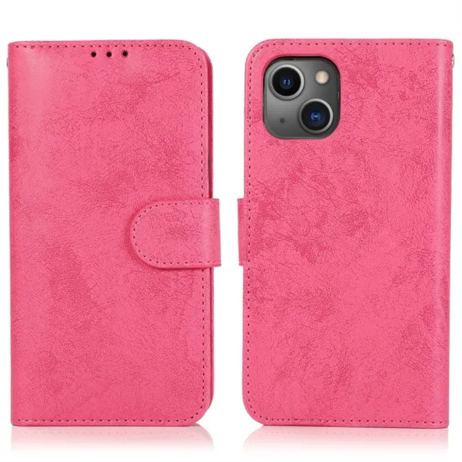 Housse magnétique détachable iPhone 15 effet cuir mat porte-cartes