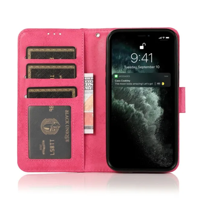 Housse magnétique détachable iPhone 15 effet cuir mat porte-cartes