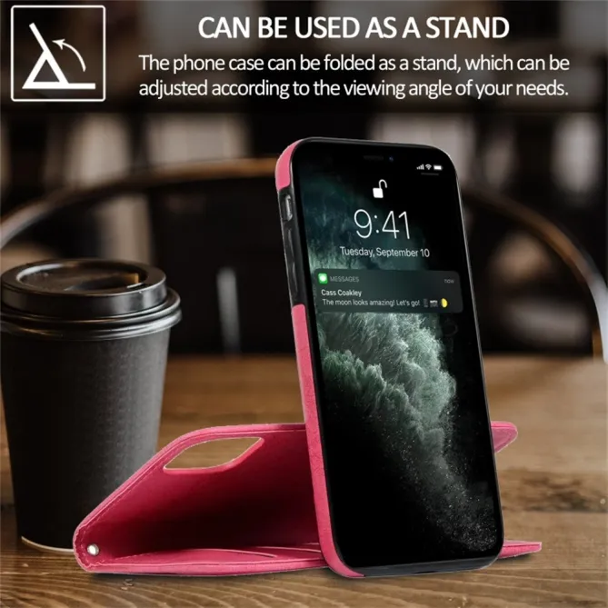 Housse magnétique détachable iPhone 15 effet cuir mat porte-cartes