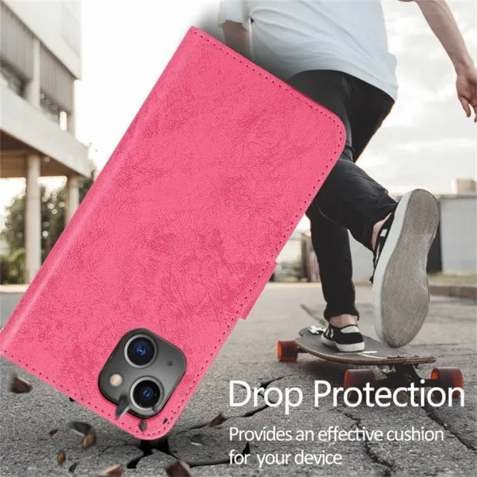 Housse magnétique détachable iPhone 15 effet cuir mat porte-cartes