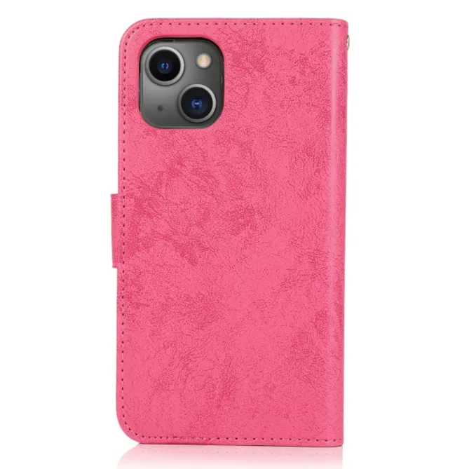 Housse magnétique détachable iPhone 15 effet cuir mat porte-cartes