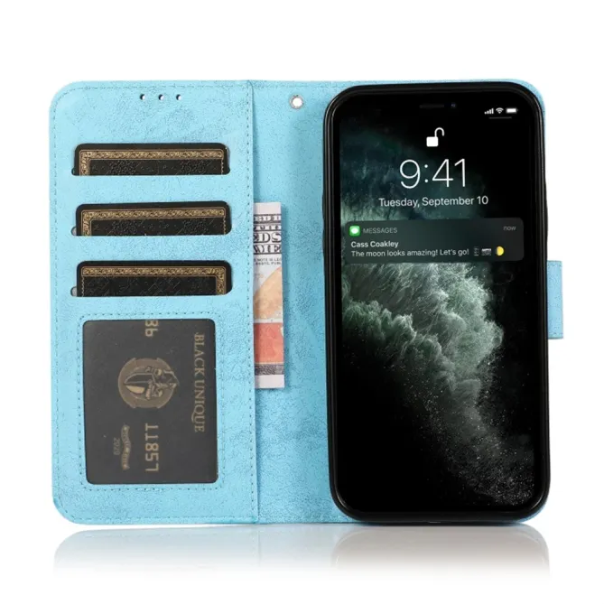 Housse magnétique détachable iPhone 15 effet cuir mat porte-cartes