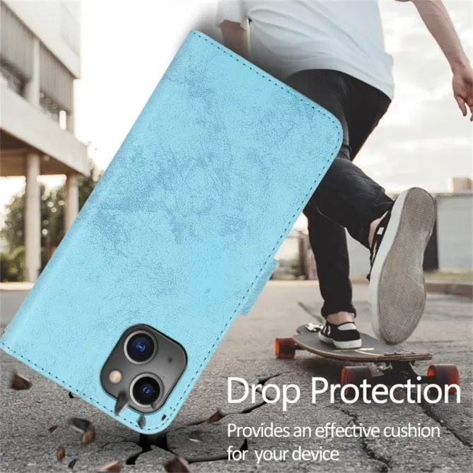 Housse magnétique détachable iPhone 15 effet cuir mat porte-cartes