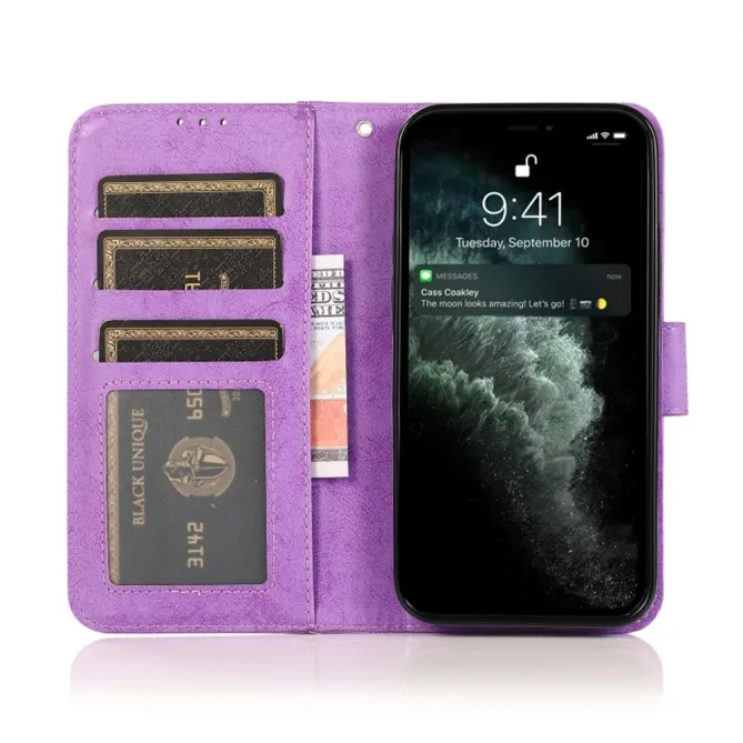 Housse magnétique détachable iPhone 15 effet cuir mat porte-cartes
