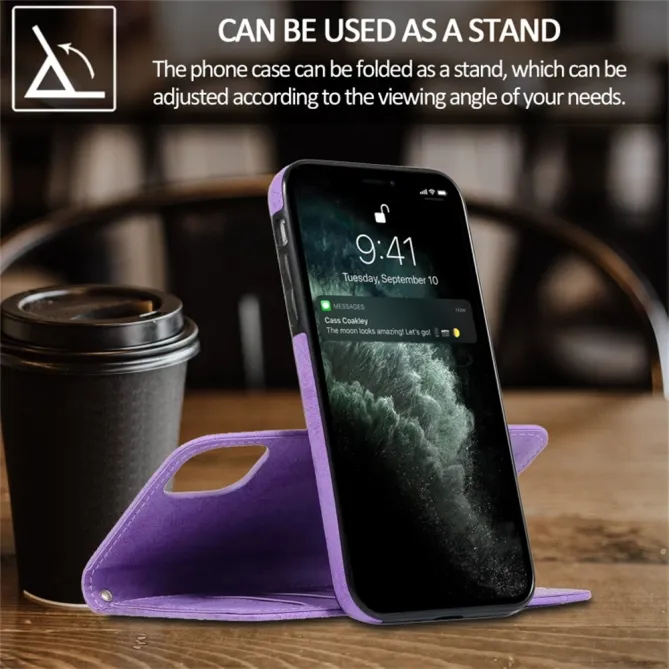 Housse magnétique détachable iPhone 15 effet cuir mat porte-cartes