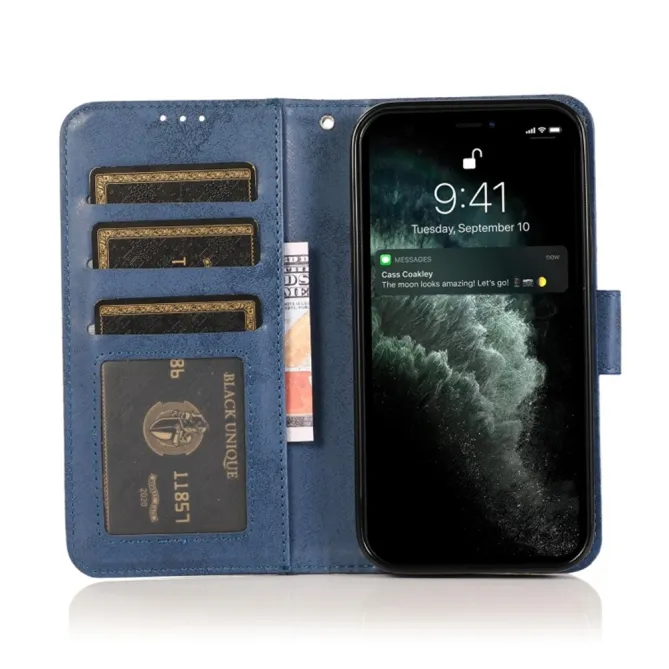 Housse magnétique détachable iPhone 15 effet cuir mat porte-cartes