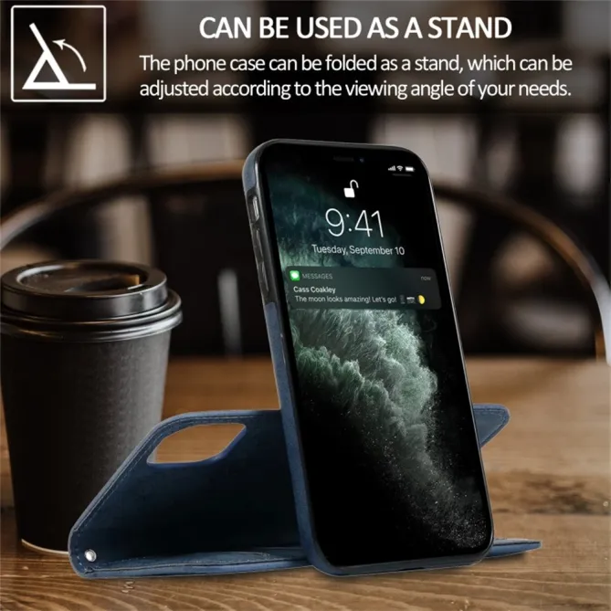 Housse magnétique détachable iPhone 15 effet cuir mat porte-cartes