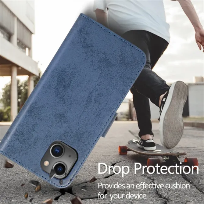 Housse magnétique détachable iPhone 15 effet cuir mat porte-cartes