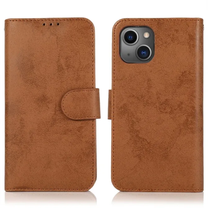 Housse magnétique détachable iPhone 15 effet cuir mat porte-cartes