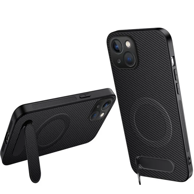 Coque iPhone 15 Magnétique Fibre de Carbone avec Support