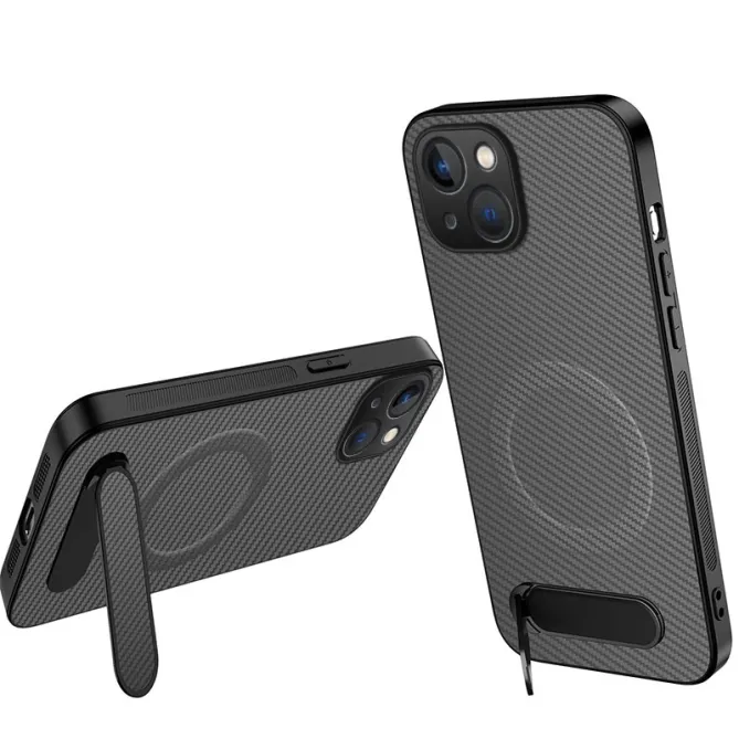 Coque iPhone 15 Magnétique Fibre de Carbone avec Support
