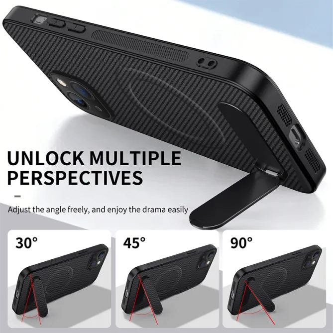 Coque iPhone 15 Magnétique Fibre de Carbone avec Support