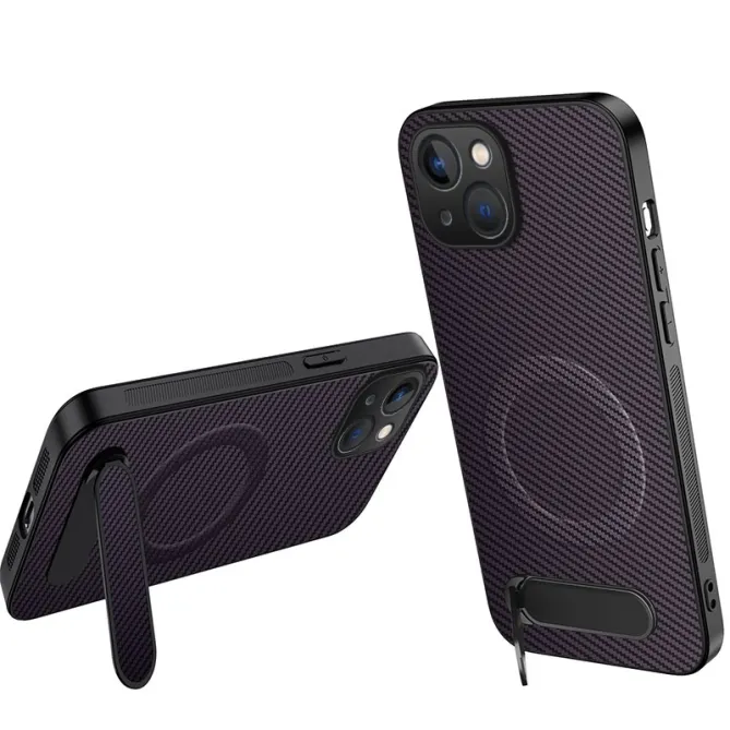 Coque iPhone 15 Magnétique Fibre de Carbone avec Support