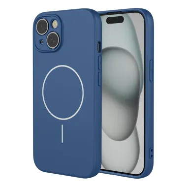 Coque iPhone 15 magnétique silicone souple compatible MagSafe