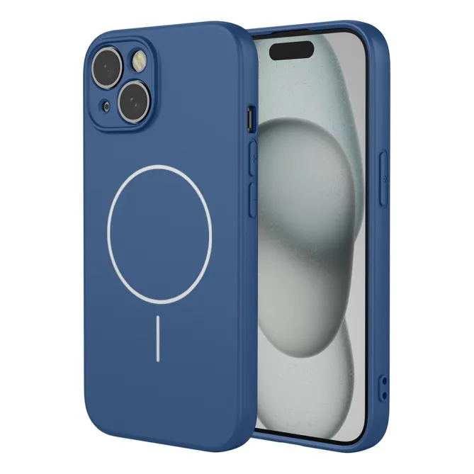 Coque iPhone 15 magnétique silicone souple compatible MagSafe