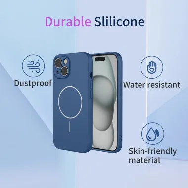 Coque iPhone 15 magnétique silicone souple compatible MagSafe