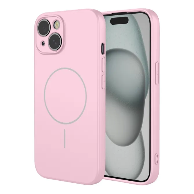 Coque iPhone 15 magnétique silicone souple compatible MagSafe