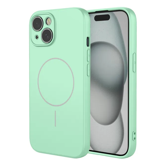 Coque iPhone 15 magnétique silicone souple compatible MagSafe