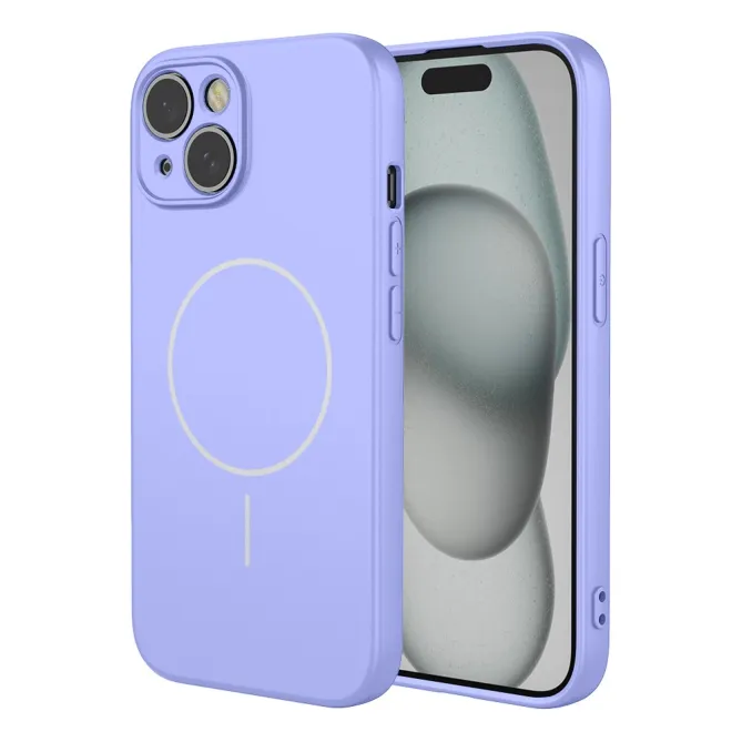 Coque iPhone 15 magnétique silicone souple compatible MagSafe