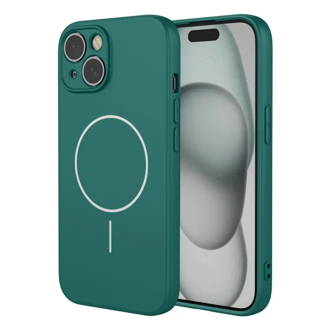 Coque iPhone 15 magnétique silicone souple compatible MagSafe