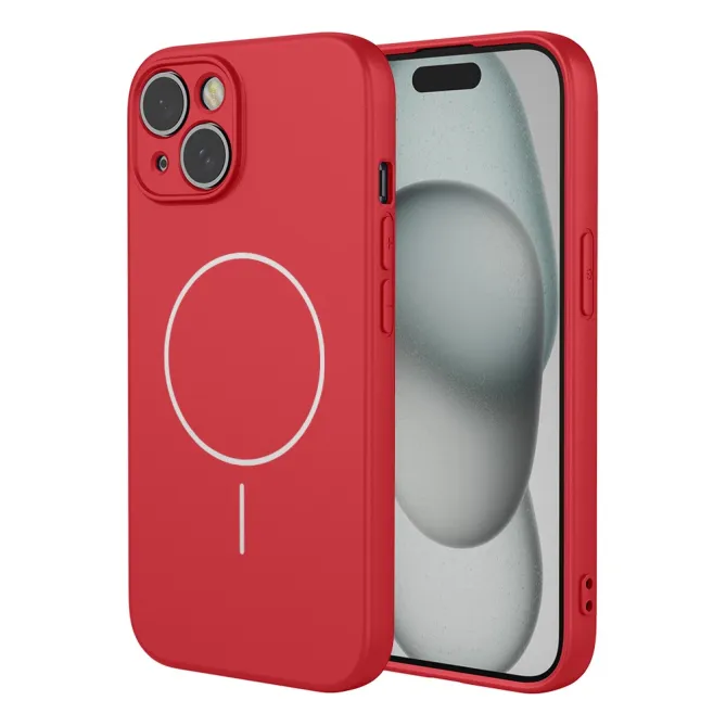 Coque iPhone 15 magnétique silicone souple compatible MagSafe