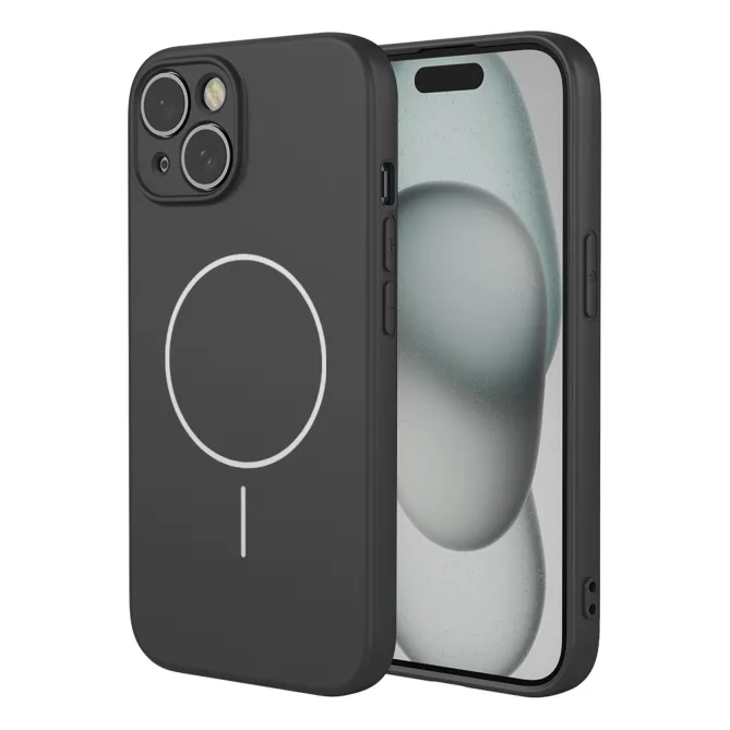 Coque iPhone 15 magnétique silicone souple compatible MagSafe
