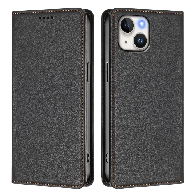 Housse portefeuille iPhone 15 effet cuir avec protection RFID