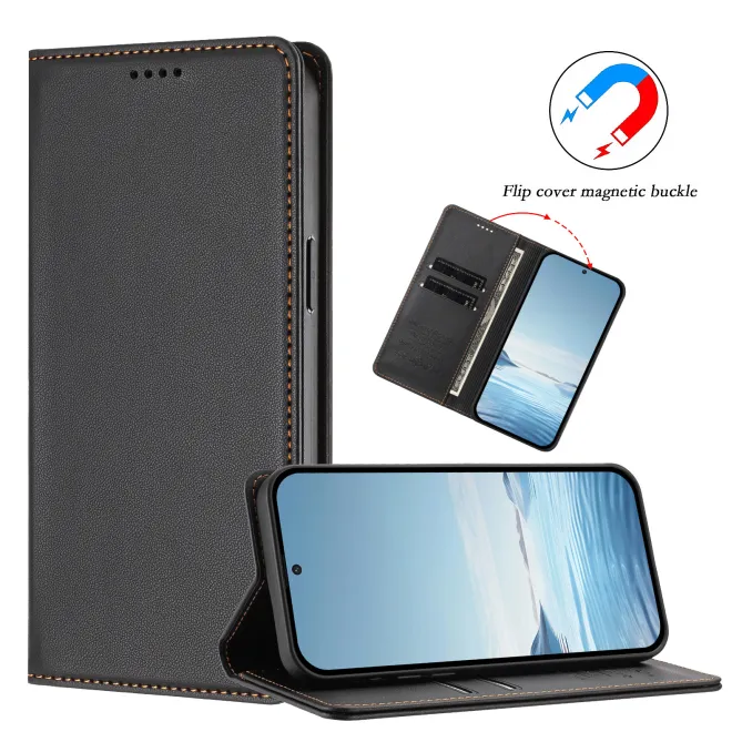 Housse portefeuille iPhone 15 effet cuir avec protection RFID