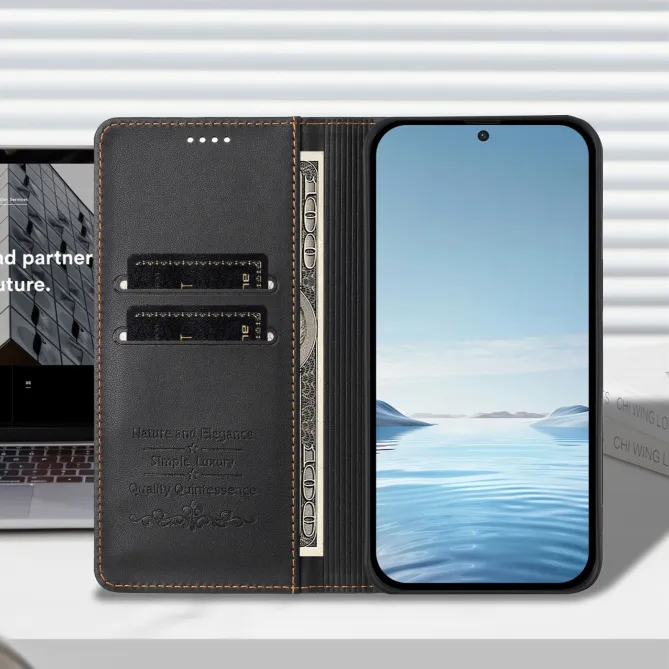 Housse portefeuille iPhone 15 effet cuir avec protection RFID