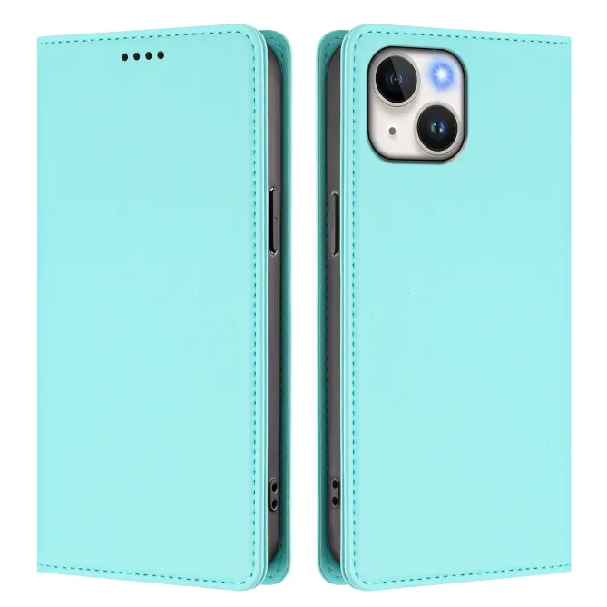 Housse portefeuille iPhone 15 effet cuir avec protection RFID