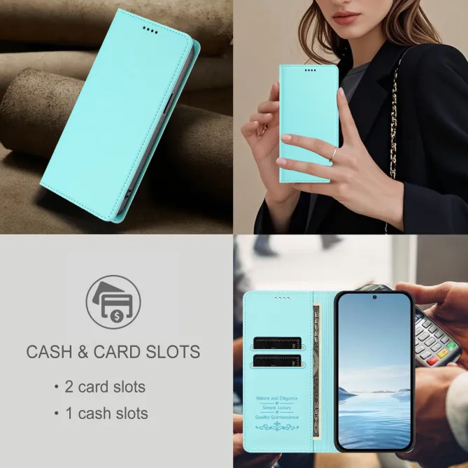 Housse portefeuille iPhone 15 effet cuir avec protection RFID