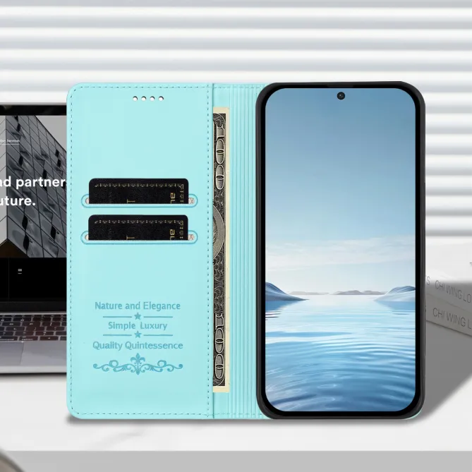 Housse portefeuille iPhone 15 effet cuir avec protection RFID
