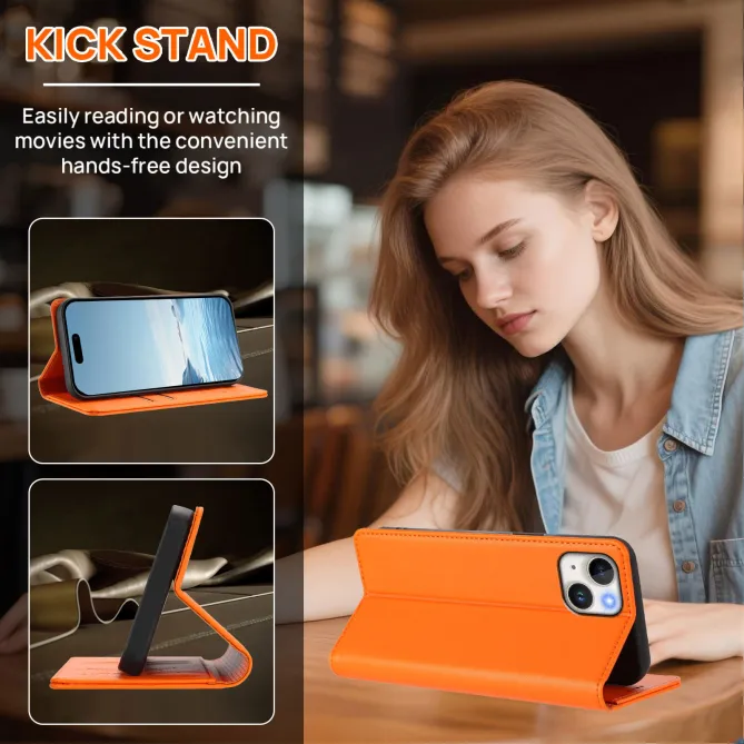 Housse portefeuille iPhone 15 effet cuir avec protection RFID