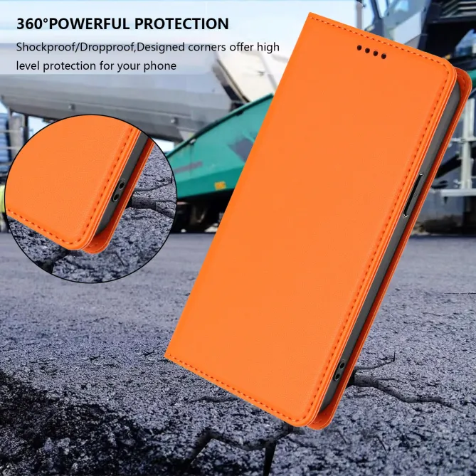 Housse portefeuille iPhone 15 effet cuir avec protection RFID