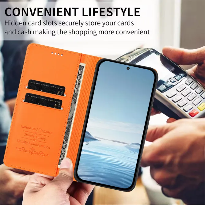 Housse portefeuille iPhone 15 effet cuir avec protection RFID