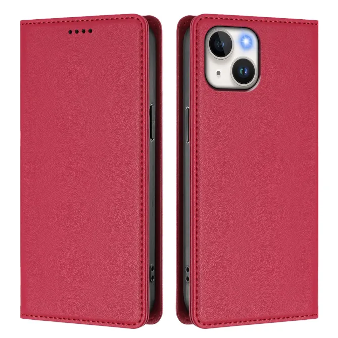 Housse portefeuille iPhone 15 effet cuir avec protection RFID