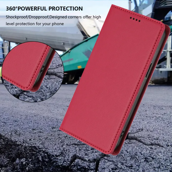 Housse portefeuille iPhone 15 effet cuir avec protection RFID