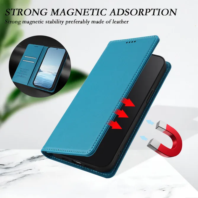 Housse portefeuille iPhone 15 effet cuir avec protection RFID