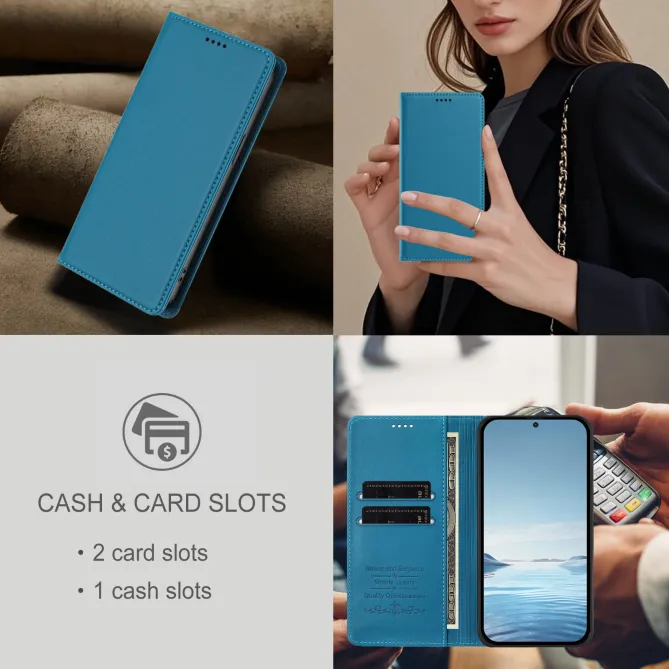 Housse portefeuille iPhone 15 effet cuir avec protection RFID