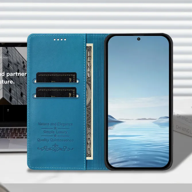 Housse portefeuille iPhone 15 effet cuir avec protection RFID