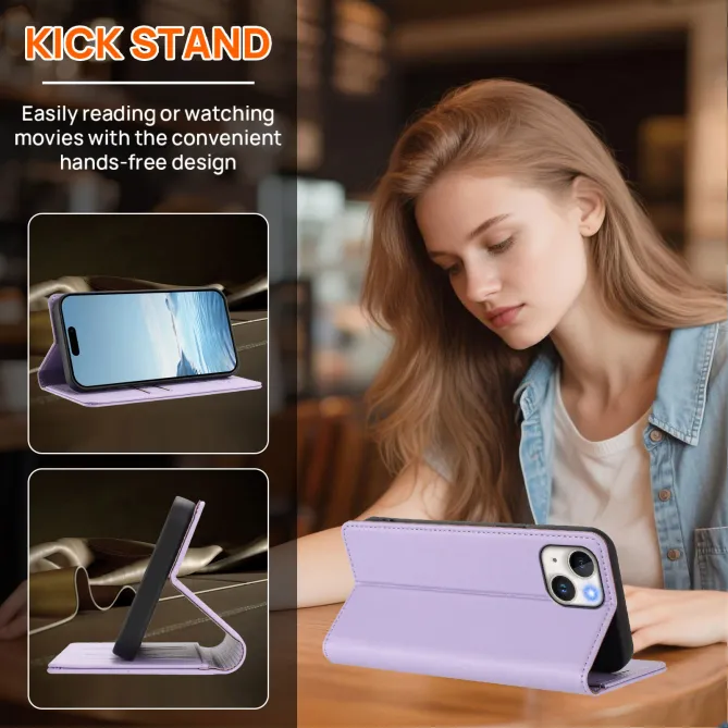 Housse portefeuille iPhone 15 effet cuir avec protection RFID